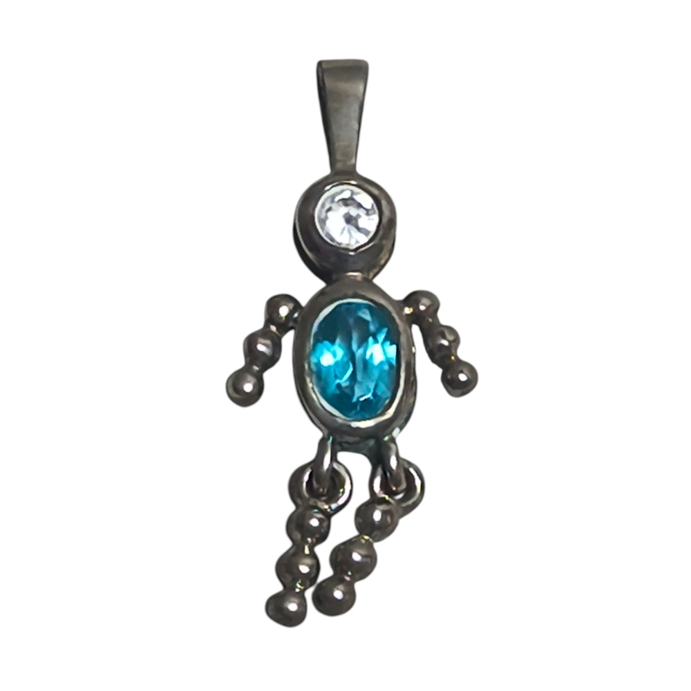Sterling Silver December Birthstone Pendant – Zircon Figure Design